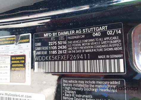 2014 Mercedes-Benz E 350 from USA, damaged, VIN WDDKK5KFXEF269411